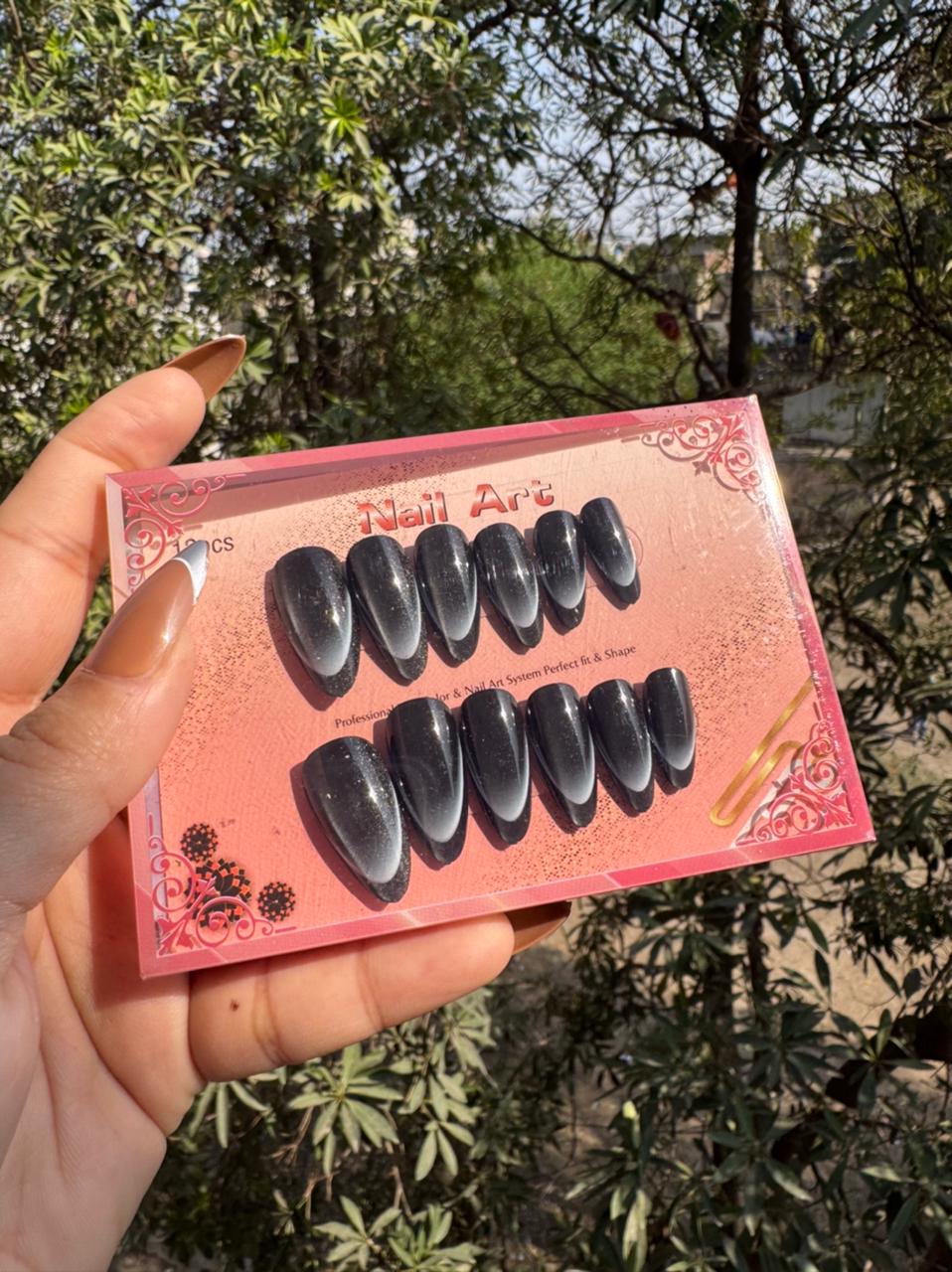Handmade Cat-eye Reflective Nails- Free 12 pc Sticker Sheet included