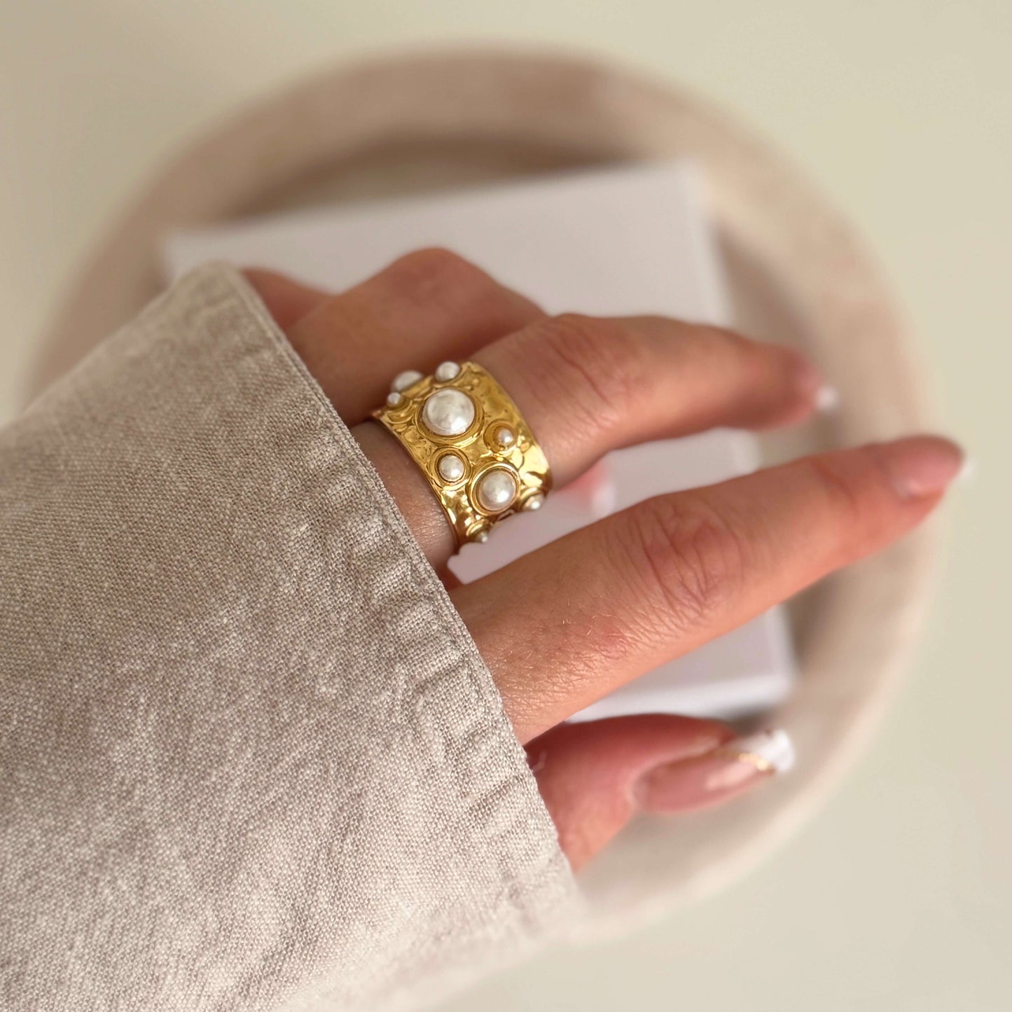 316L Steel 18k Gold Plated Ring (Adjustable)