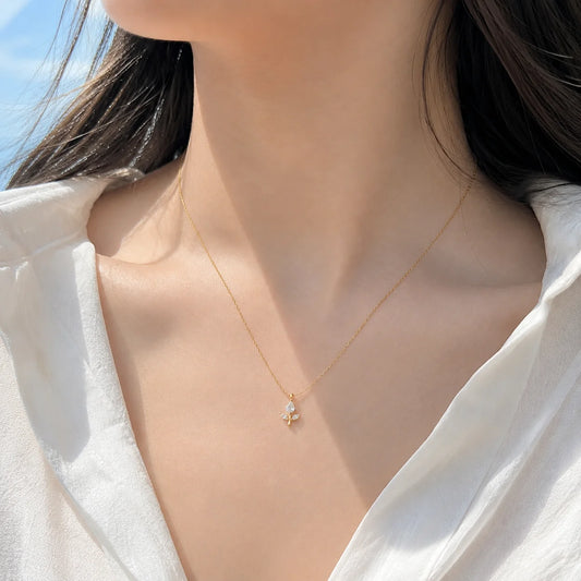 Mini White Tulip Necklace