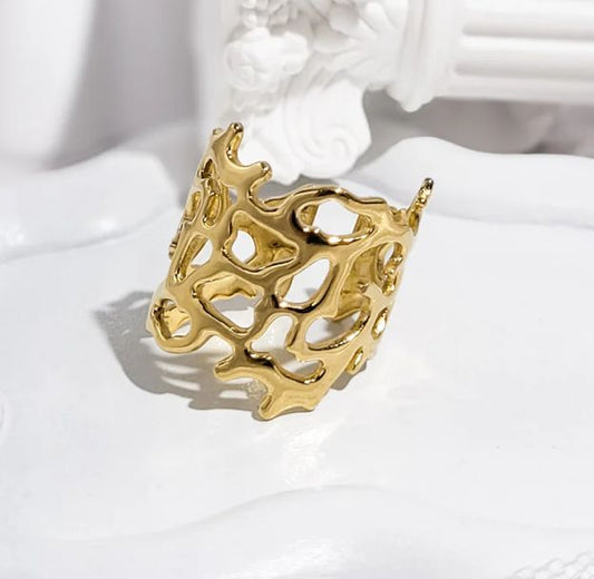 316L Steel 18k Gold Plated Ring (Adjustable)