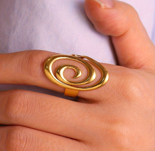 316L Steel 18k Gold Plated Ring (Adjustable)
