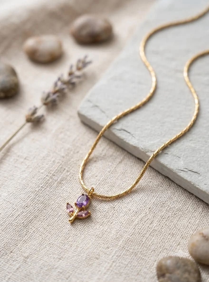 Mini Pink Tulip Necklace