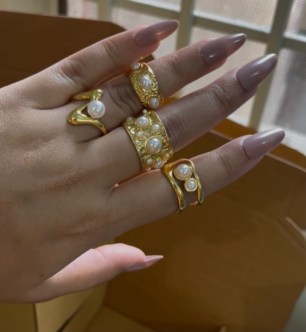 Pearl Stack Rings  ( PACK OF 4 )