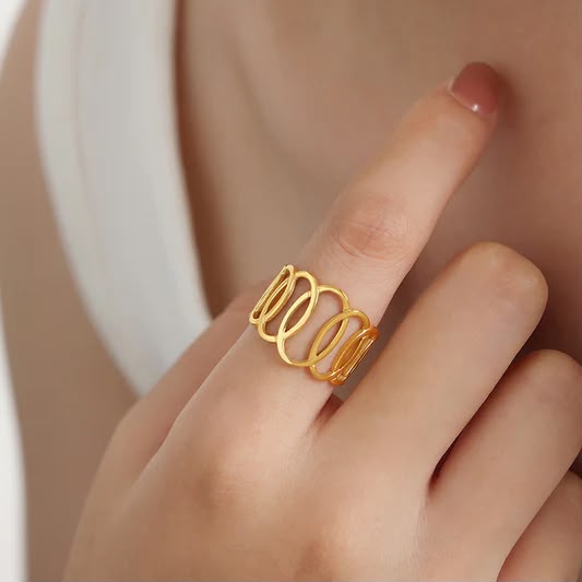 316L Steel 18k Gold Plated Ring (Adjustable)