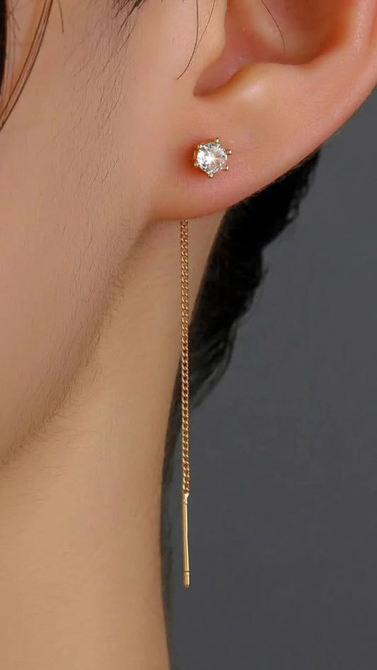 Minimalist Gold Chain Threader Earrings